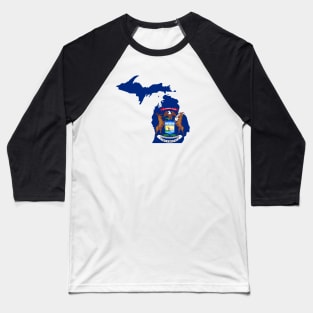 MI State Flag, Proud Michigan Native Baseball T-Shirt